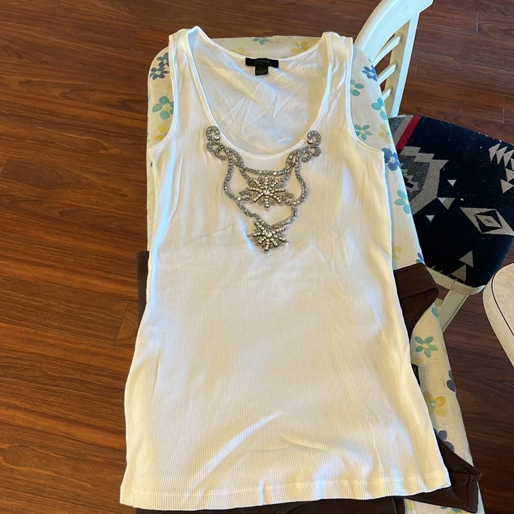 Set of two embellished Pima cotton ribbed tanks - Picture 5 of 9